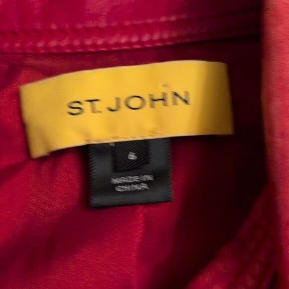 St. John lamb's leather moto jacket red size 6 - Picture 8 of 15